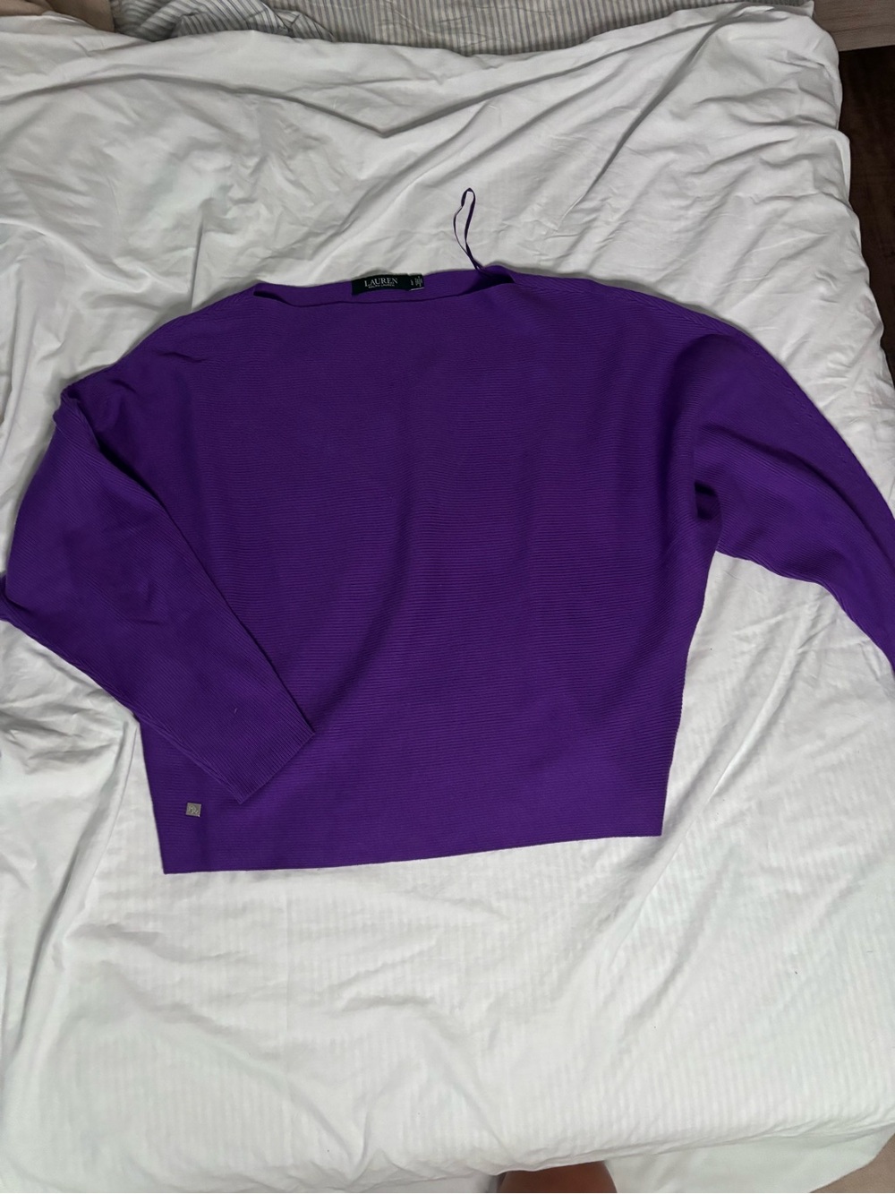 Lauren Ralph Lauren Purple Wool Cotton Blend Relaxed Sweater Size L